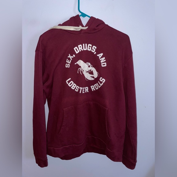 Sex, Drugs & Lobster Rolls Women’s Maroon Large Hoodie - Picture 1 of 4